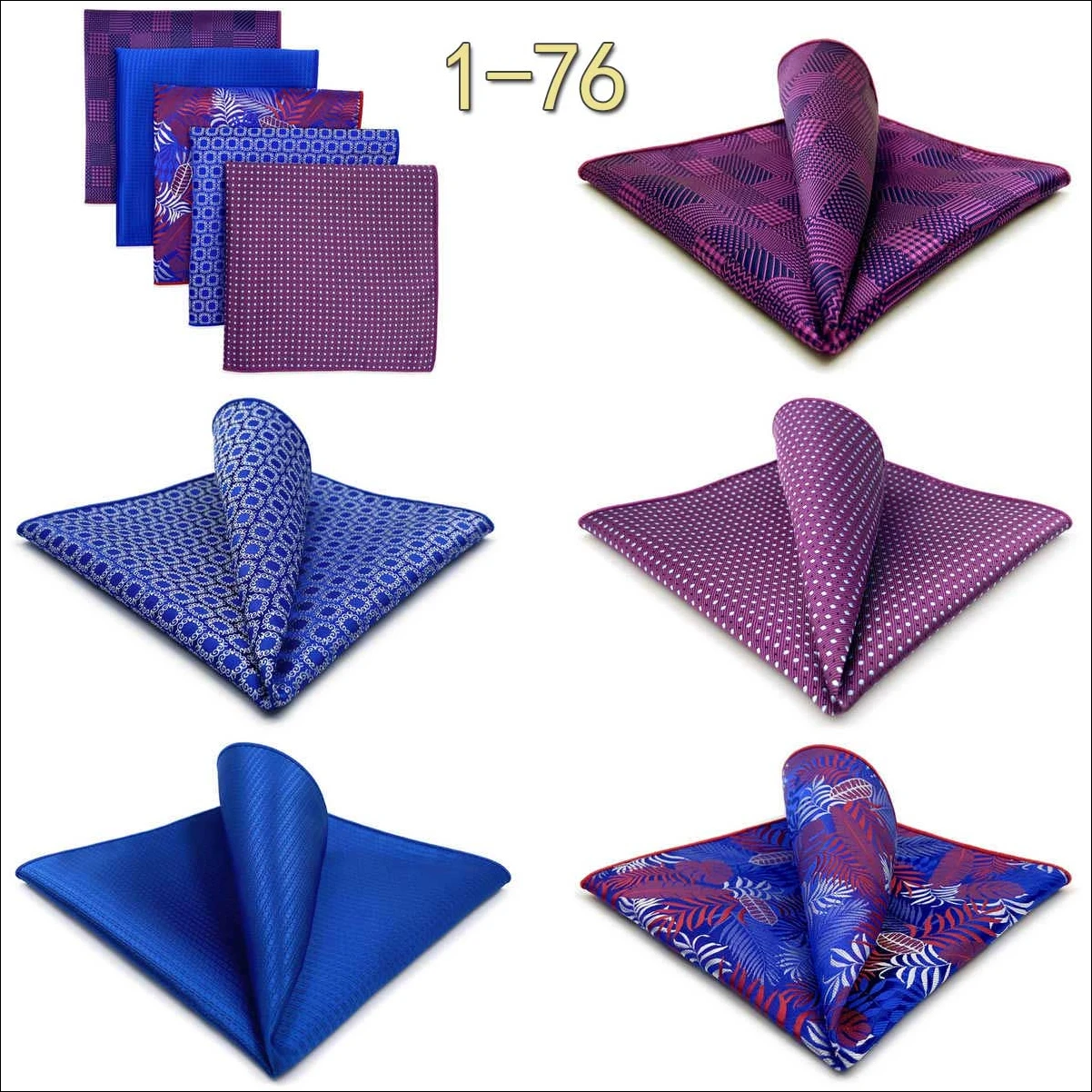 5 PCS Luxury Mens Pocket Square Set Handkerchief Assorted Paisley Floral Print Striped Hanky Suit Gentlemen Wedding Gift Vintage