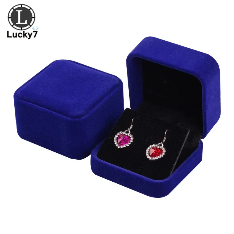7x7cm Jewelry Gift Box for Earrings Display Jewellery Gift Storage Boxes Black Velvet Carrying Case Organizer