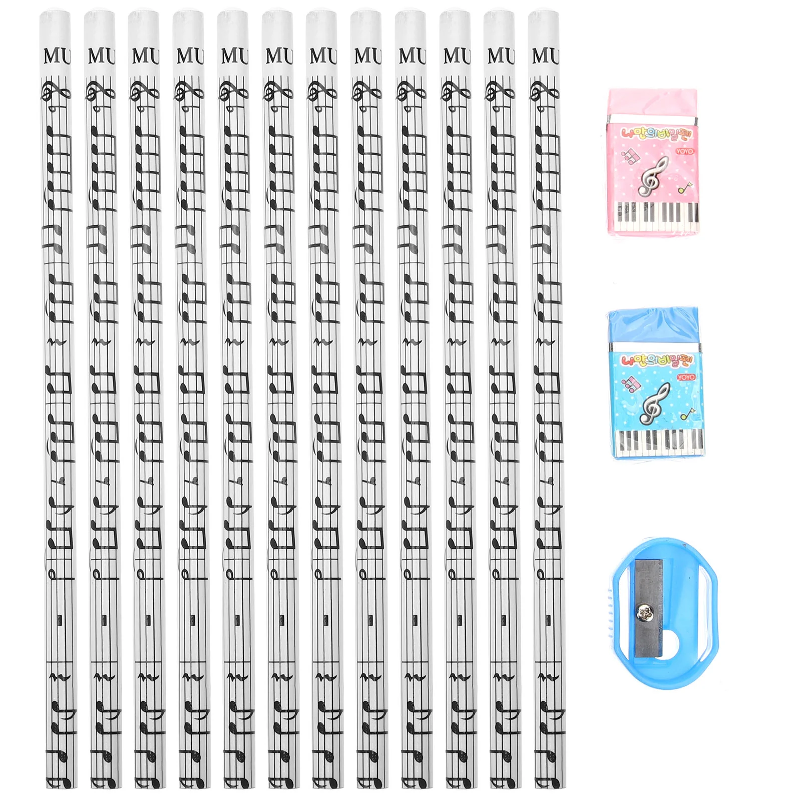 36 Pcs Keyboard Musical Note Pencil Student Lead Pencils Drawing Eraser Office Stuff