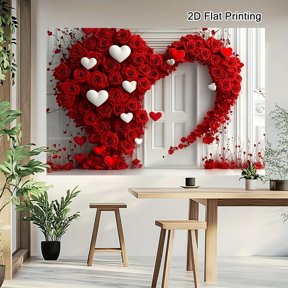 

Гобелен в форме розы в форме сердца с принтом ко Дню святого Валентина — подходит для романтического украшения дома в помещении и на открытом воздухе