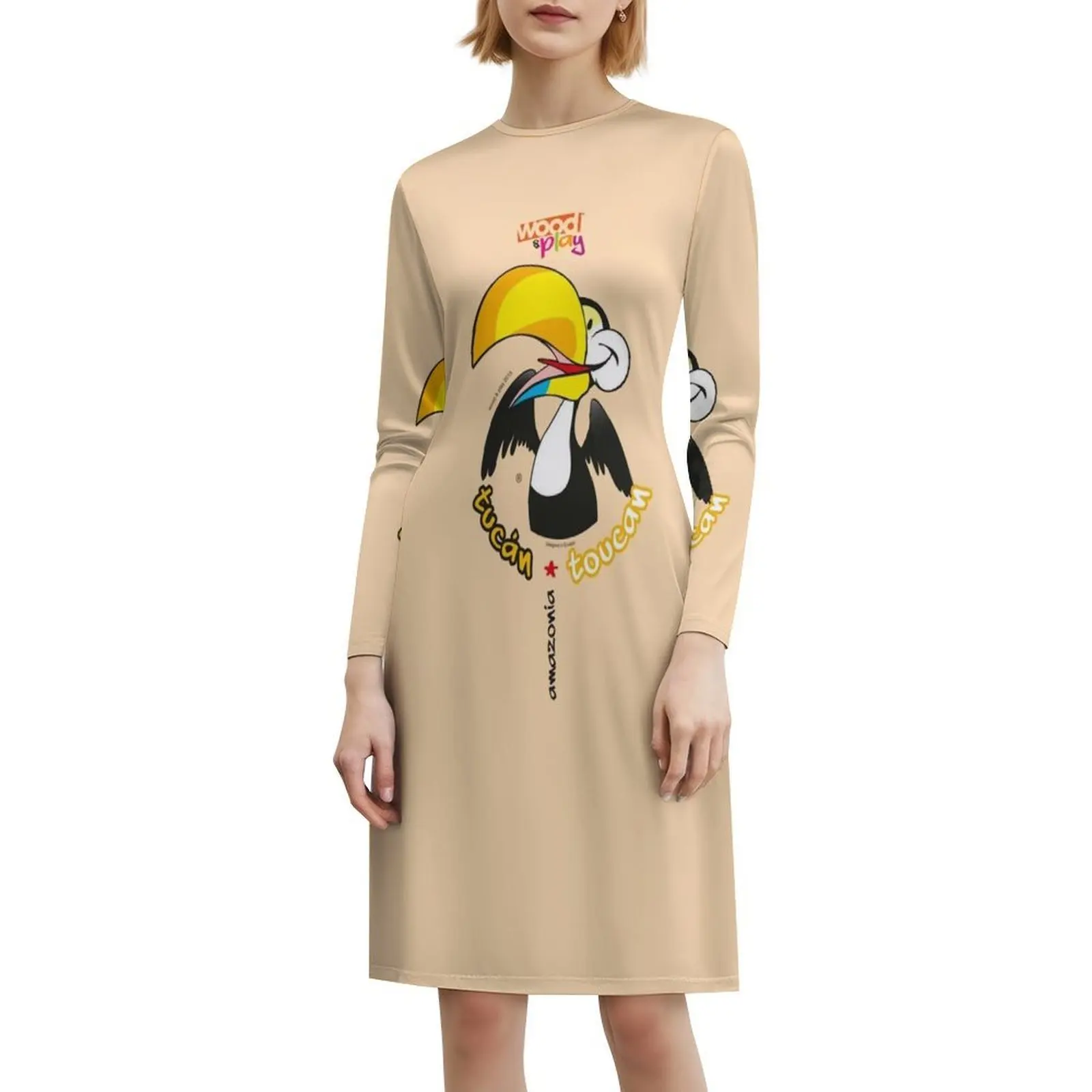 فستان عطلة مثير من Toucan Wood&Play للنساء لحفلات الشاطئ وأعياد الميلاد فستان قصير كوميدي على شكل طيور الغابة كارتونية رائعة للنساء