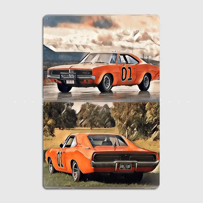 Retro Lover Gift The Dukes Of Hazzard Retro Wave Poster Drawing Print Wall Art Metal Painting Vintage Garage Tin Sign Decor Room