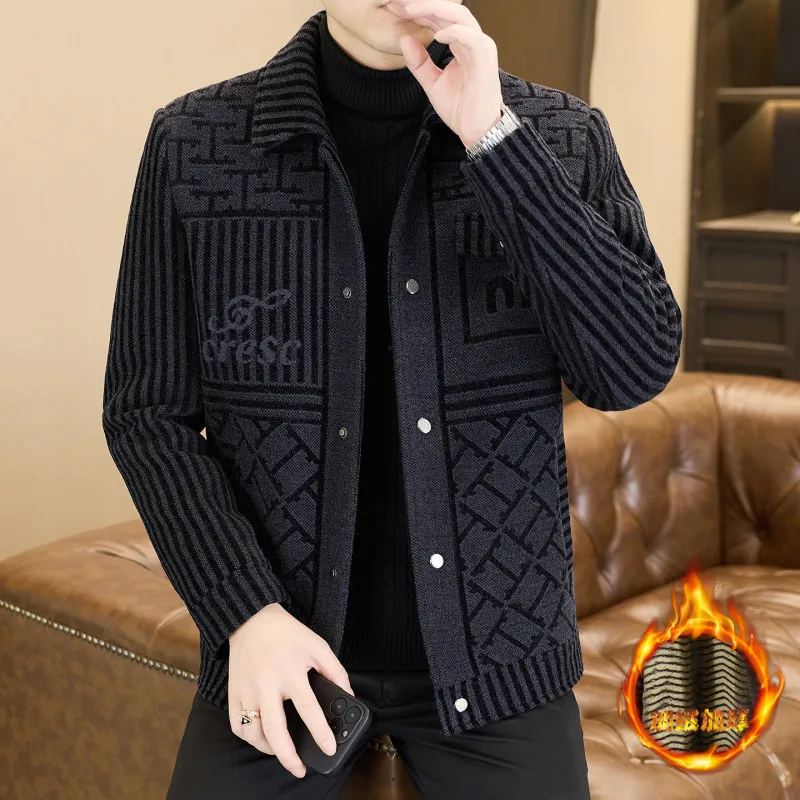 

Men's Winter Jaet Thiened Fce Casual Stand Collar Outerwear Faionable Versatile Autumn Winter Polyester Fiber Long S...