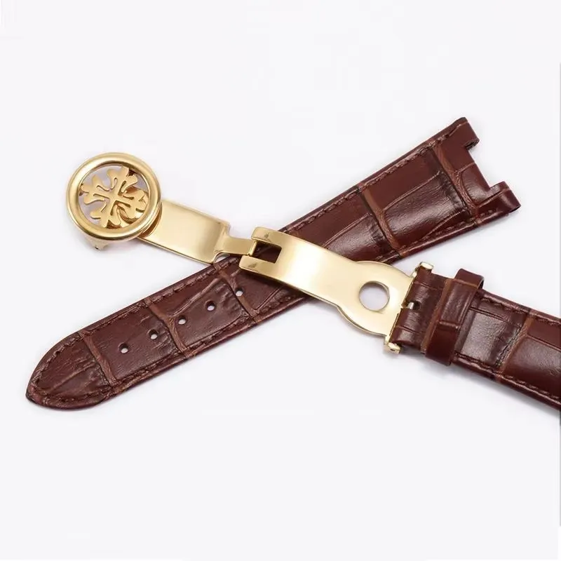 حزام ساعة من الجلد الطبيعي لـ Patek Philippe 5711 5712G مقاوم للماء مقعر قابل للطي المشبك حزام الساعات 25 مللي متر معصمه عالي الجودة