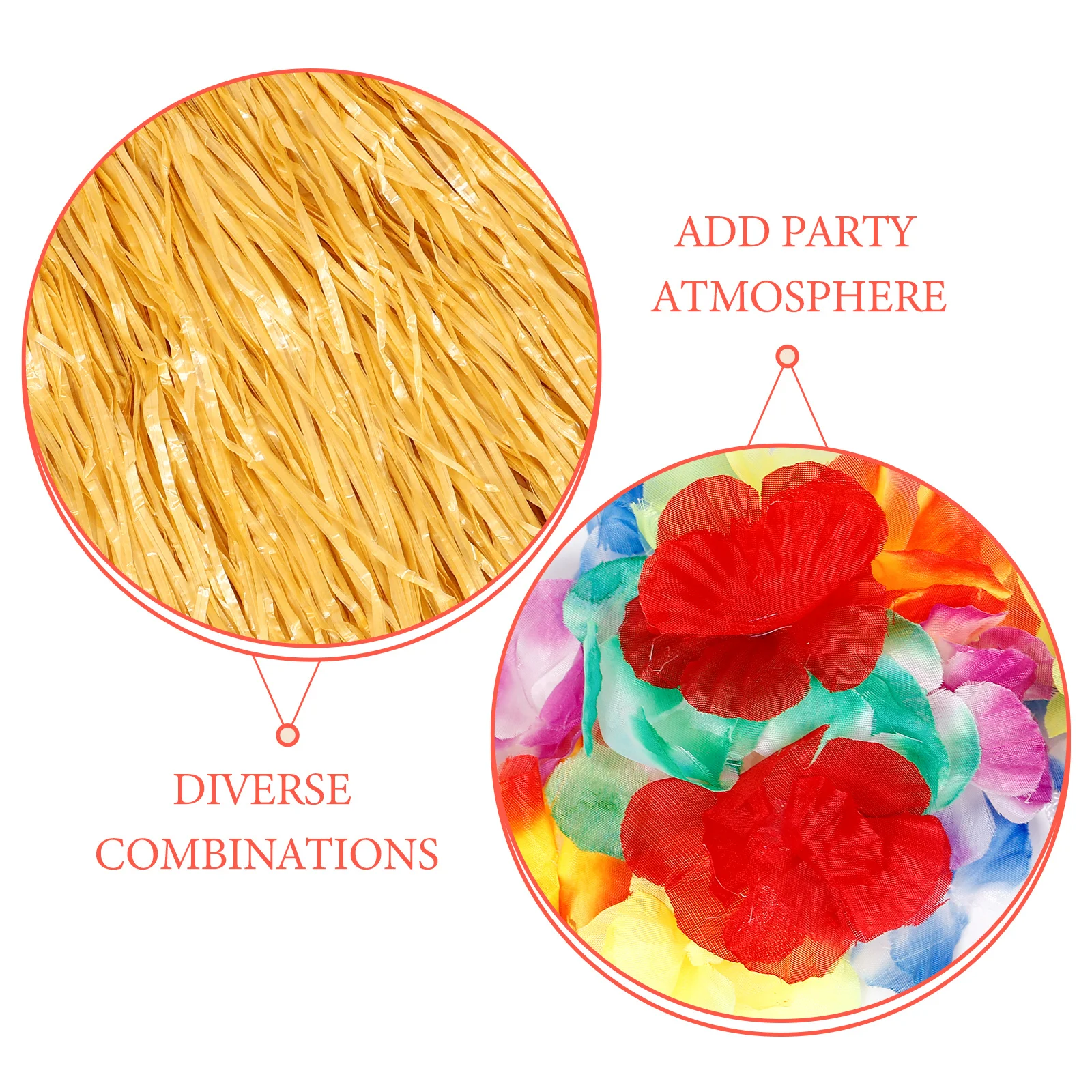 

1Set Flower Lei Grass Skirt Set with Sunglasses Hair Accessory Fun Portable Hawaiian Costume for Luau Parties Beach Themes Baby