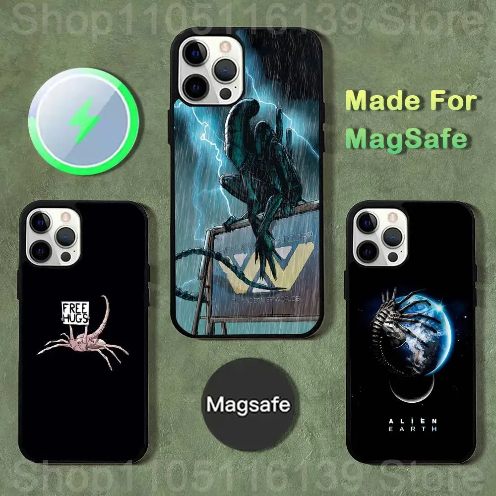 

Cool A-Alien X-Xenomorph Phone Case For iPhone 17,16,15,14,13,12,11,Pro,Max,Plus,Mini,SE4,E Magnetic Magsafe Wireless Charging