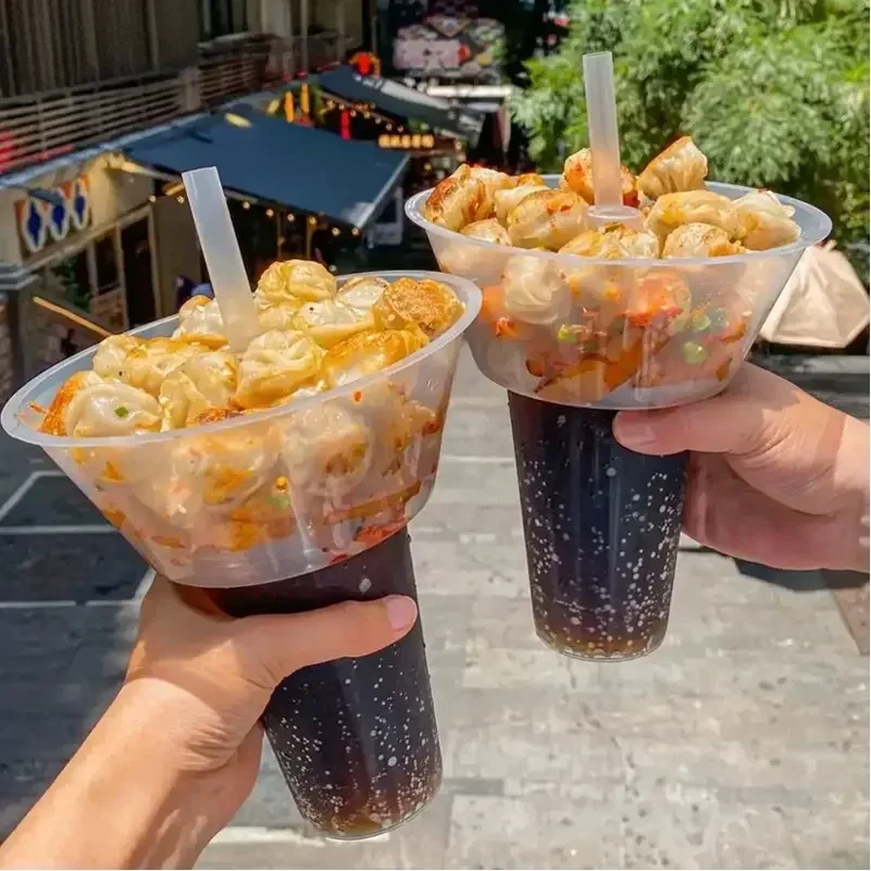 Disposable Smoking Cup Food Cola Cup Thickening Plastic Walking Hot Pot Cups Cold Drink Fruits Cup Holder Bowl Vegetable Cups