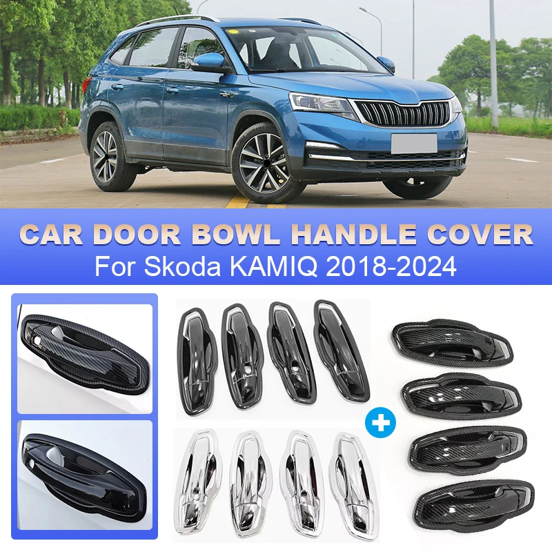 For Skoda Kamiq 2018-2024 Car Door Catch Handle Bowl Covers Exterior Scratch Anti-rust Protective Decor Trim Auto Accessories