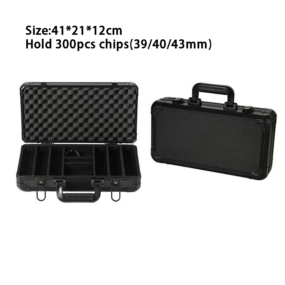 

Holds 300pcs chips Black K-type Chip Case Portable Texas Hold'em Poker Aluminum Case Chip Storage Aluminum Box