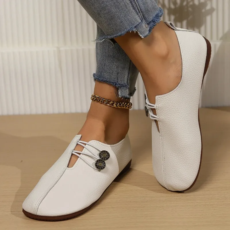 Women's Casual Flat Sole Single Shoes, 2025 New Trend, One Footed Bean Shoes, Comfortable Mary Jane Shoes Woman Shoes