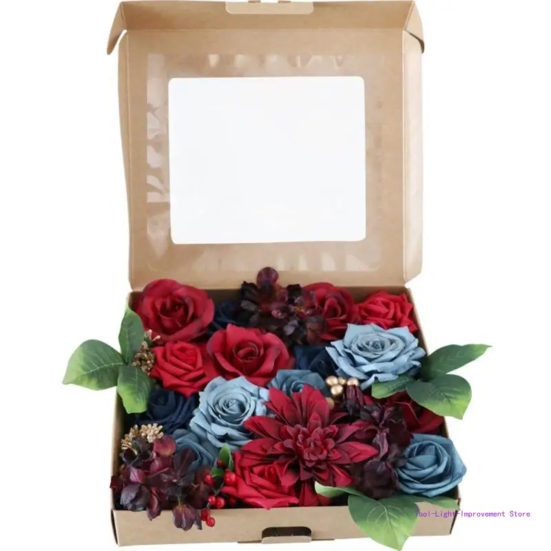 C63E Artificial Flowers Combo Box Set for DIY Wedding Bouquet Boutonniers Centerpiece