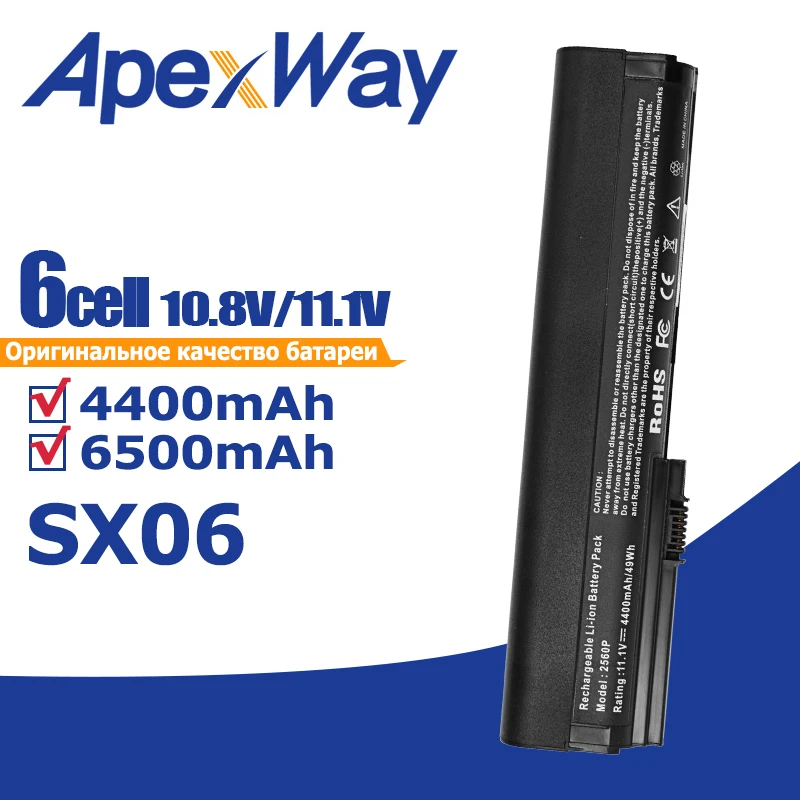 Apexway Laptop Battery For Hp EliteBook 2560P 2570P QK644AA QK645AA SX06 SX06XL SX09 32423-001 HSTNN-DB2M HSTNN-C48C HSTNN-UB2K