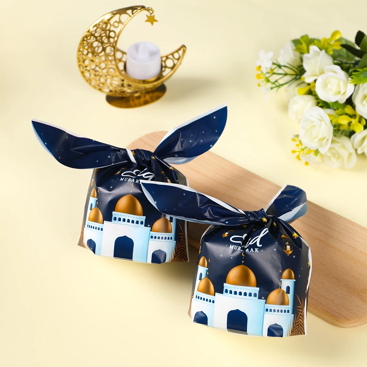 50pcs Eid Mubarak sacchetti regalo sacchetto di imballaggio per biscotti caramelle decorazione Ramadan 2024 forniture per feste islamiche musulmane Ramadan Kareem