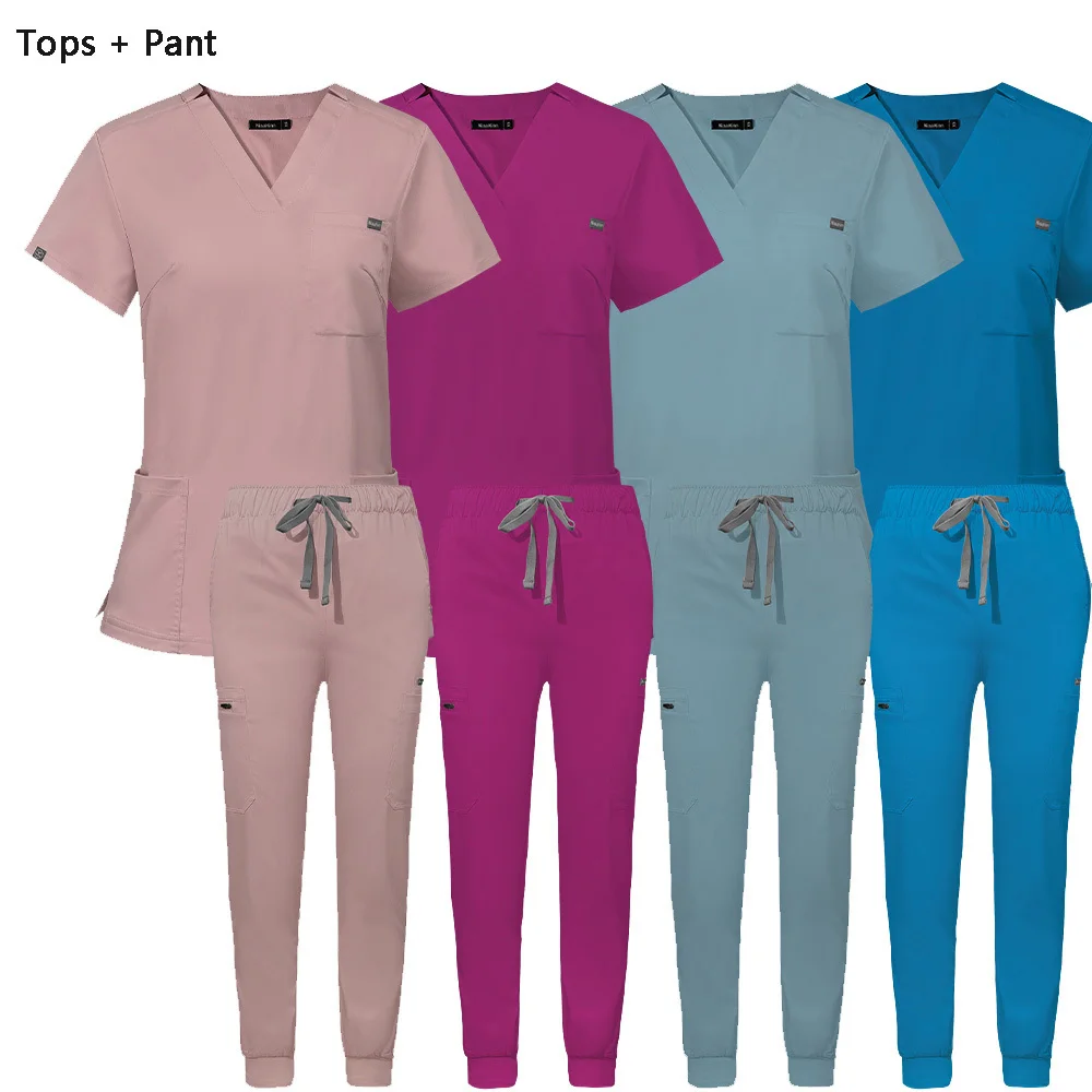 Slim Fit Women Scrubs Sets Medical Uniforms Nurse Accessories Surgery Gowns Hospital Dental Clinical Beauty Spa Workwear Clothes