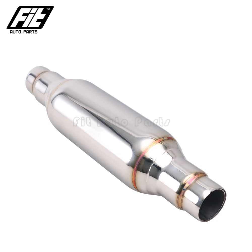 Silenciador de escapamento universal para carro, aço inoxidável, prata, 51mm, silenciador reto, ressonador, som silencioso