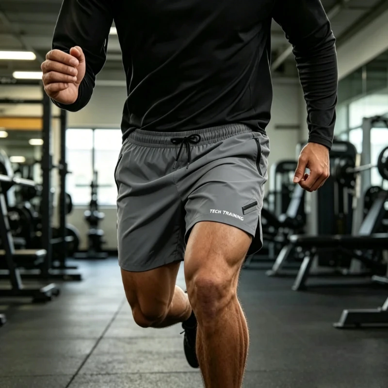 Zipper Pocket Gym Shorts Man Sports Squat Fitness Workout Man Short Pants Breathable Quick Dry Drawstring Men's Running Shorts