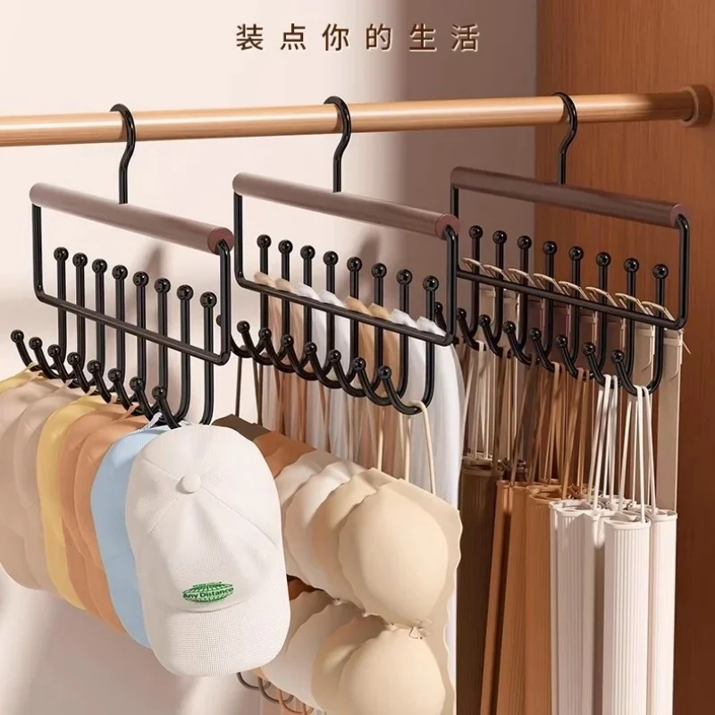 1pc Versatile Wooden Hat Organizer Rack with Hooks Caps Belts Ties Storage Space-Saving Home Retail Display Clothes Storage image 4