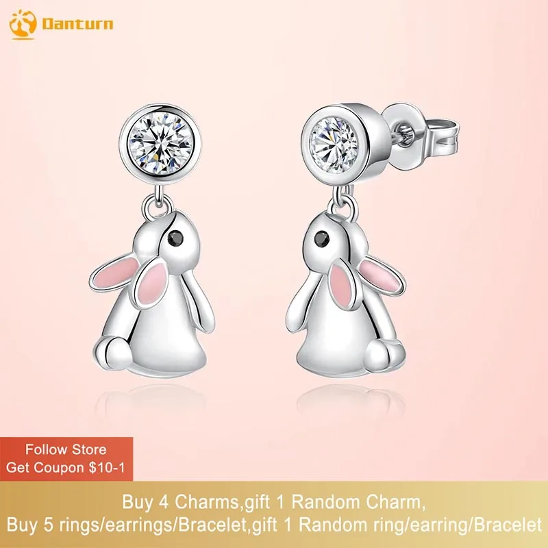 

Danturn 925 Sterling Silver Stud Earrings Cute Bunny Stud Earrings Niche Earrings for Women Female Fashion Jewelry Gift