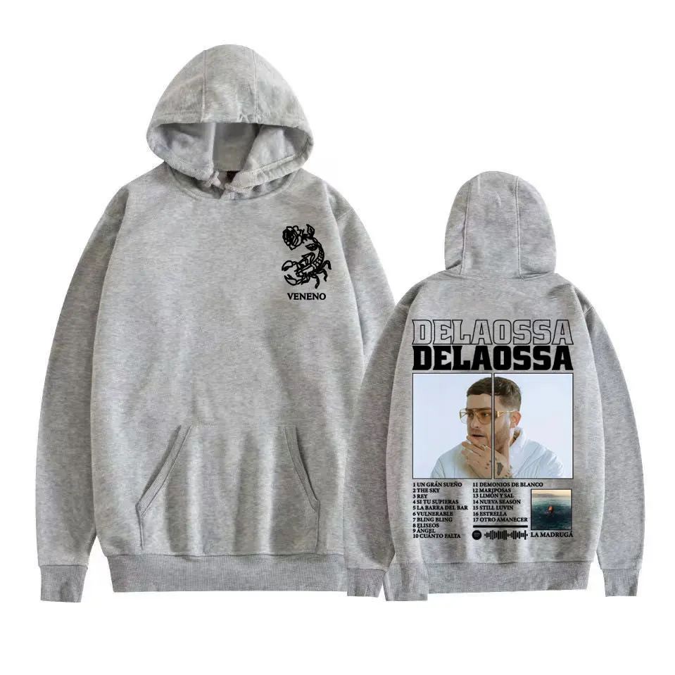 Rapper Delaossa Album Tour 2025 Merch Hoodie Pria Wanita Harajuku Hip Hop Musik Pop Kaus Kasual Nyaman Hoodie Besar