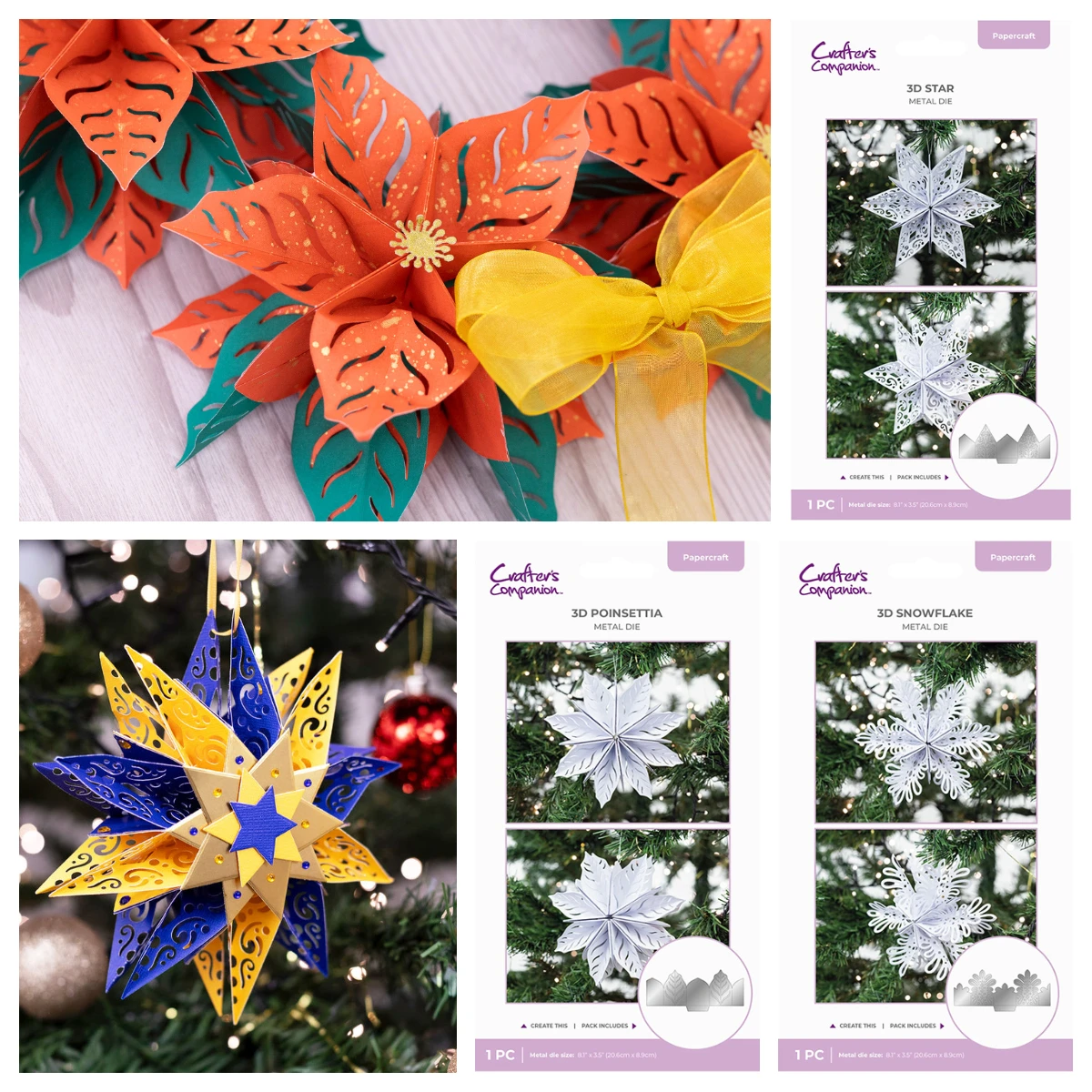 

Christmas 3D Snowflake Star Poinsettia Metal Cutting Dies Scrapbooking DIY Gift Card Album Decorations 2025 New Embossing Molds