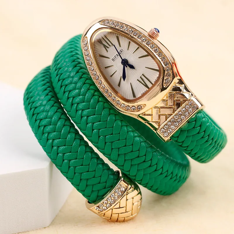 Watch Women Diamond Leather Bracelet Reloj Mujer New Serpentine Watch Fashion Creative Personality Quartz