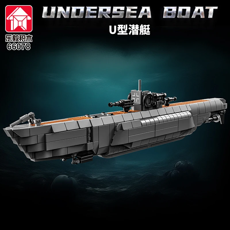 

LEYI 66078 U-Boat Undersea Boat Building Blocks, 738+PCS WWII German Submarine Model, DIY Navy Toy Gift