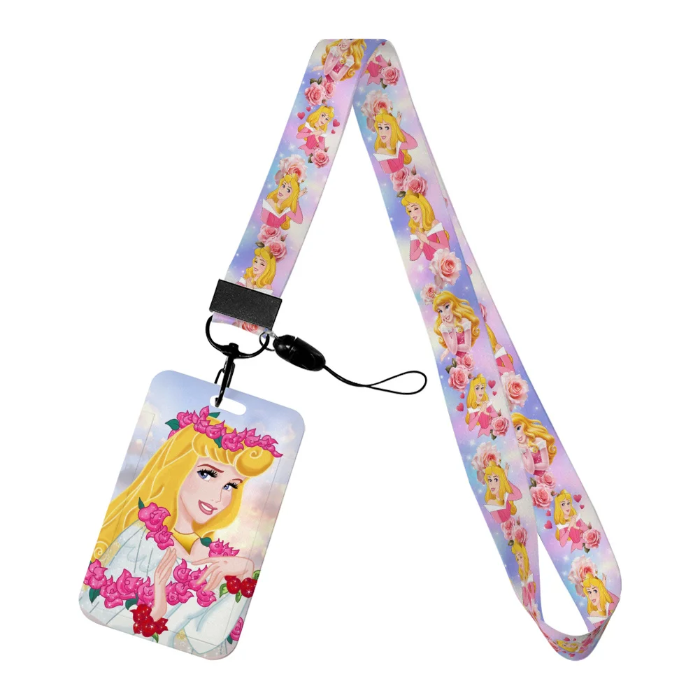 

Princess Work Card Holder Work Neck Strap Badge Keychains Scratch-resistant Student Bus Plastic Card Holder Accessories