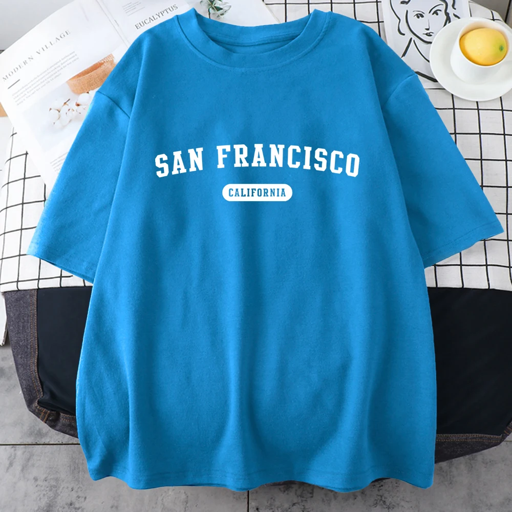 San Francisco California Letter Print Male T-Shirt Street Hip Hop Personality Short Sleeve Oversize All-math Mens Tee Clothing