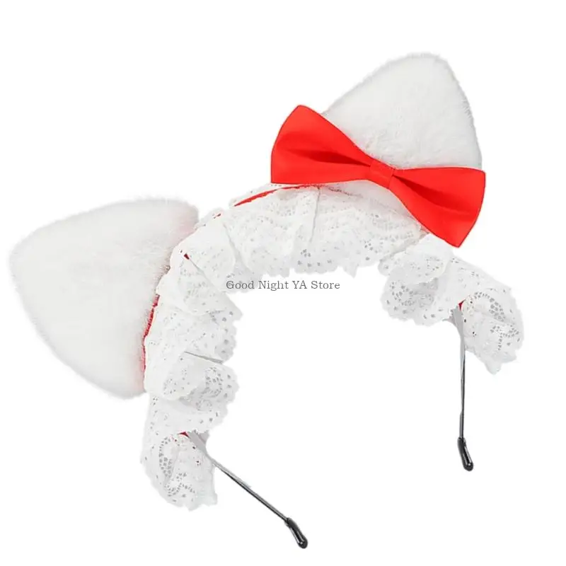 Elastyczne opaski na głowę o dużej gęstości z uroczymi kokardkami i uszami zwierząt dla dzieci na Halloween i sesje zdjęciowe