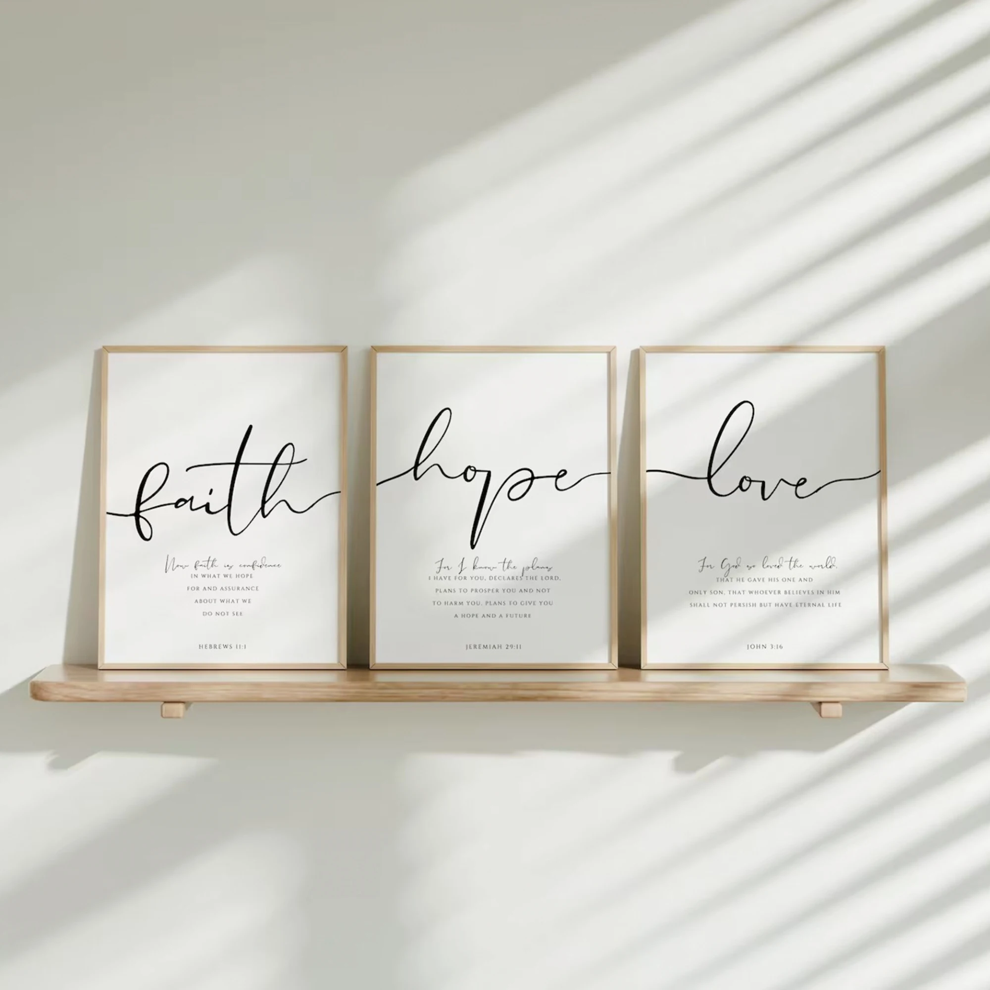 Glaube Hoffnung Liebe Bibelvers Christliche Wandkunst Leinwanddruck Poster Bild für Wohnzimmer, Schlafzimmer, Heimdekoration