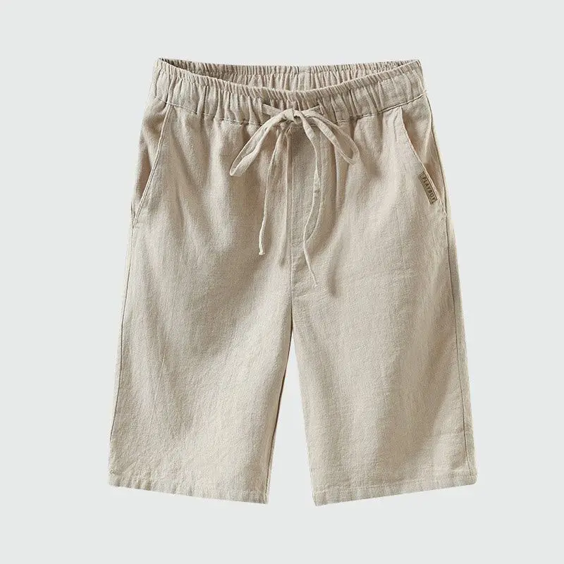 

Loose Fit Straight Leg Linen orts Men's Summer New Sle Hemp Cotton-Like Material Thin Casual Pants Five-Quarter Length