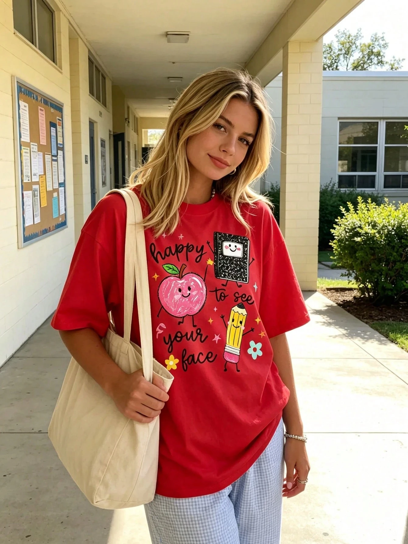 Helping Small People Do Big Things with Gentle Stars Smiling Slogans Vibrant Prints Back To School Oversized Short T-shirt