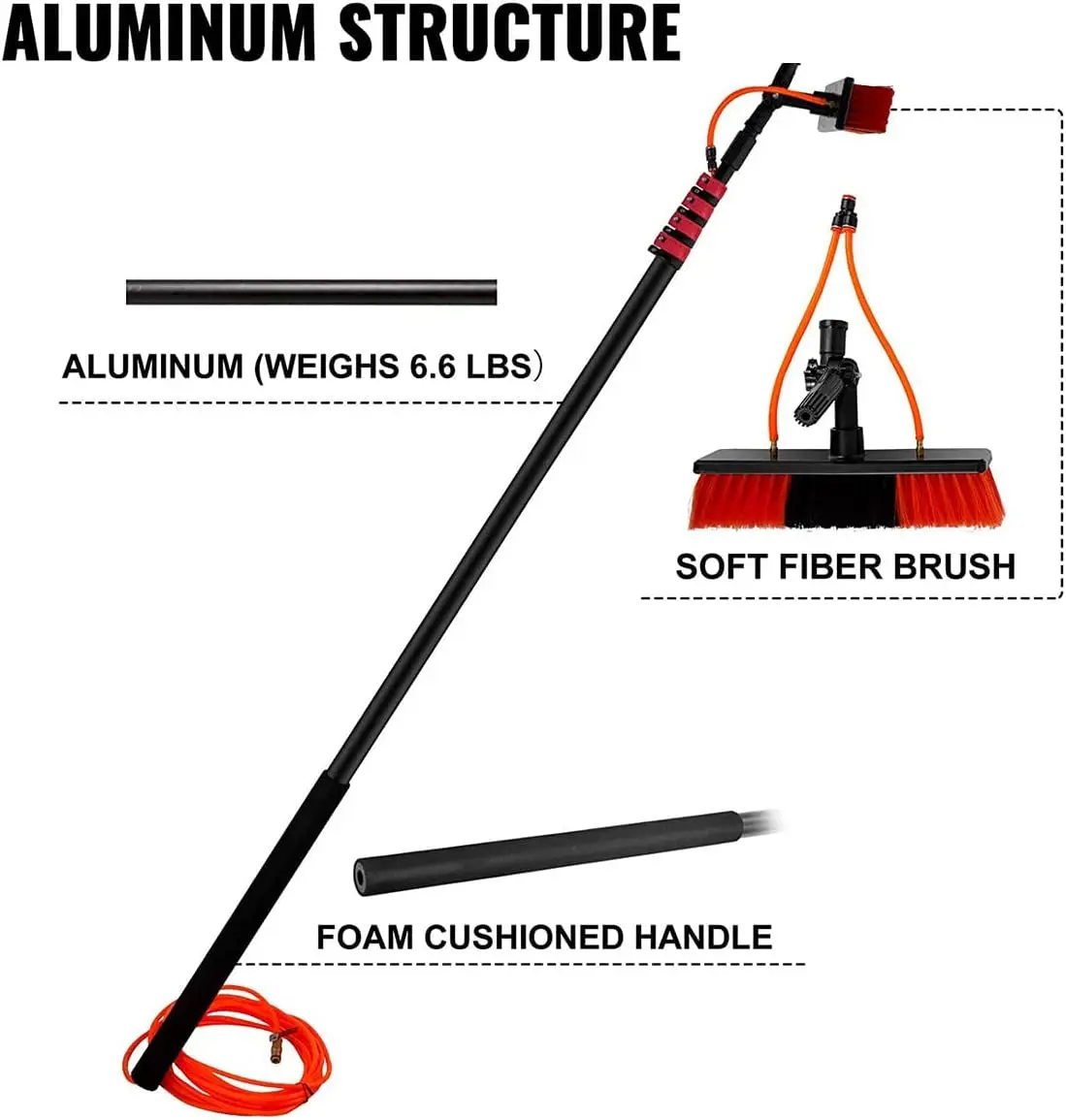 Wholesale Aluminum Telescopic Water Fed Pole Solar Panel Brush for High Window Cleaning