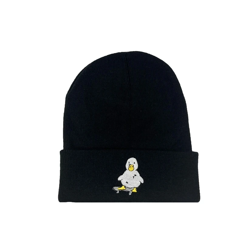 Autumn Winter Men Women Scooter Duck Embroidery Embroidery Skullies Beanies Hats Outdoor Warm Knitted Hat Bonnet Caps