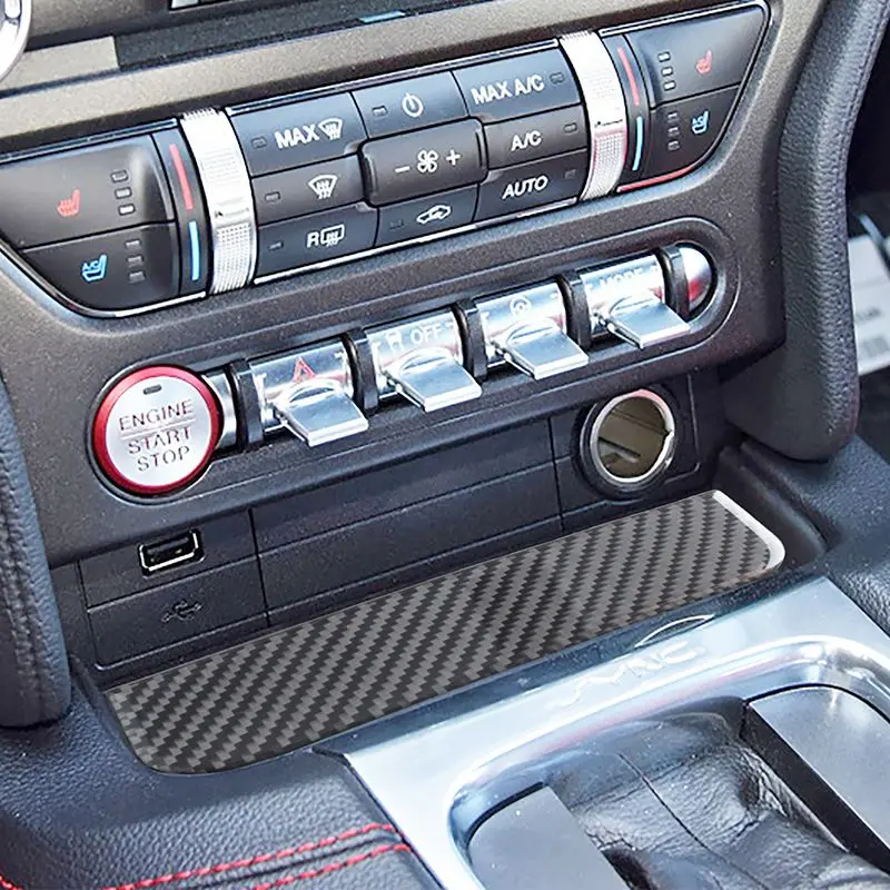 For Ford Mustang 2015 2016 2017-2020 Accessories Carbon Fiber Style Interior Car Storage Box Trim Cover Sticker Decal Decoration