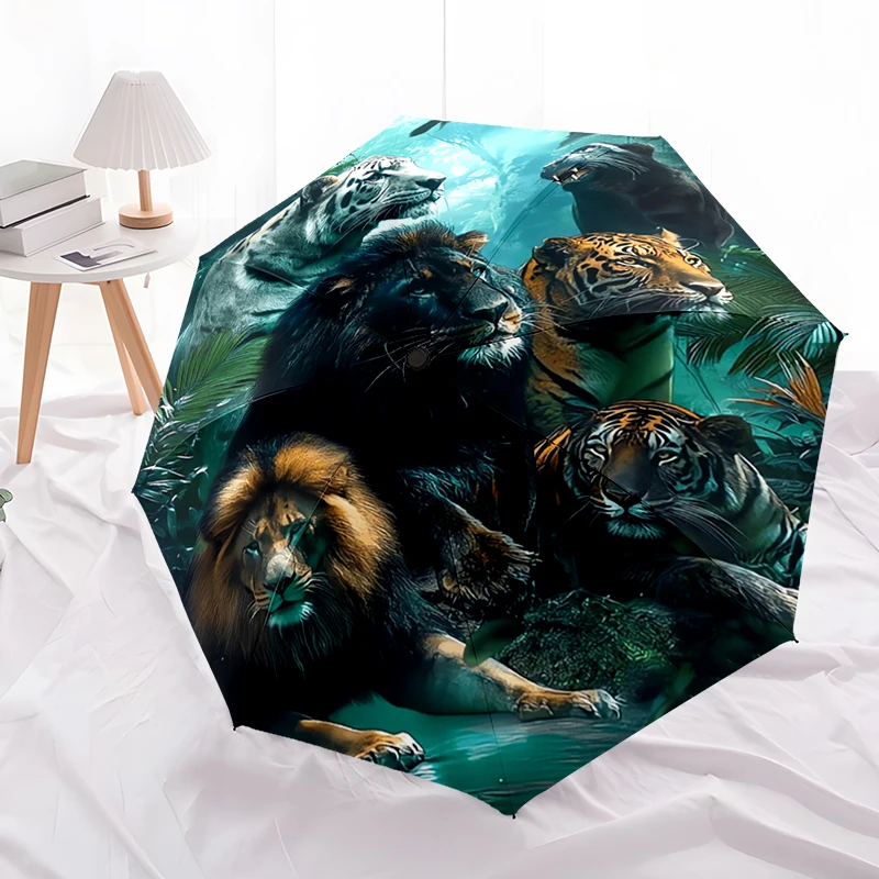 1PC Lion King Umbrella, Lightweight & Portable, 8-Rib Iron Frame, Perfect for Outdoor Travel, Home Accessory, Christmas Gifts