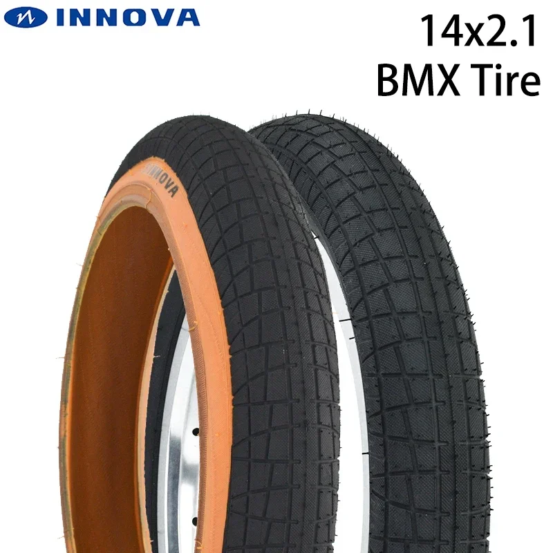 INNOVA 14x2.1 Small Wheel BMX Bike Tire 54-254 14inch Wide Black Brown Edge 412 14*2.1 Folding Bicycle Tire IA-2128