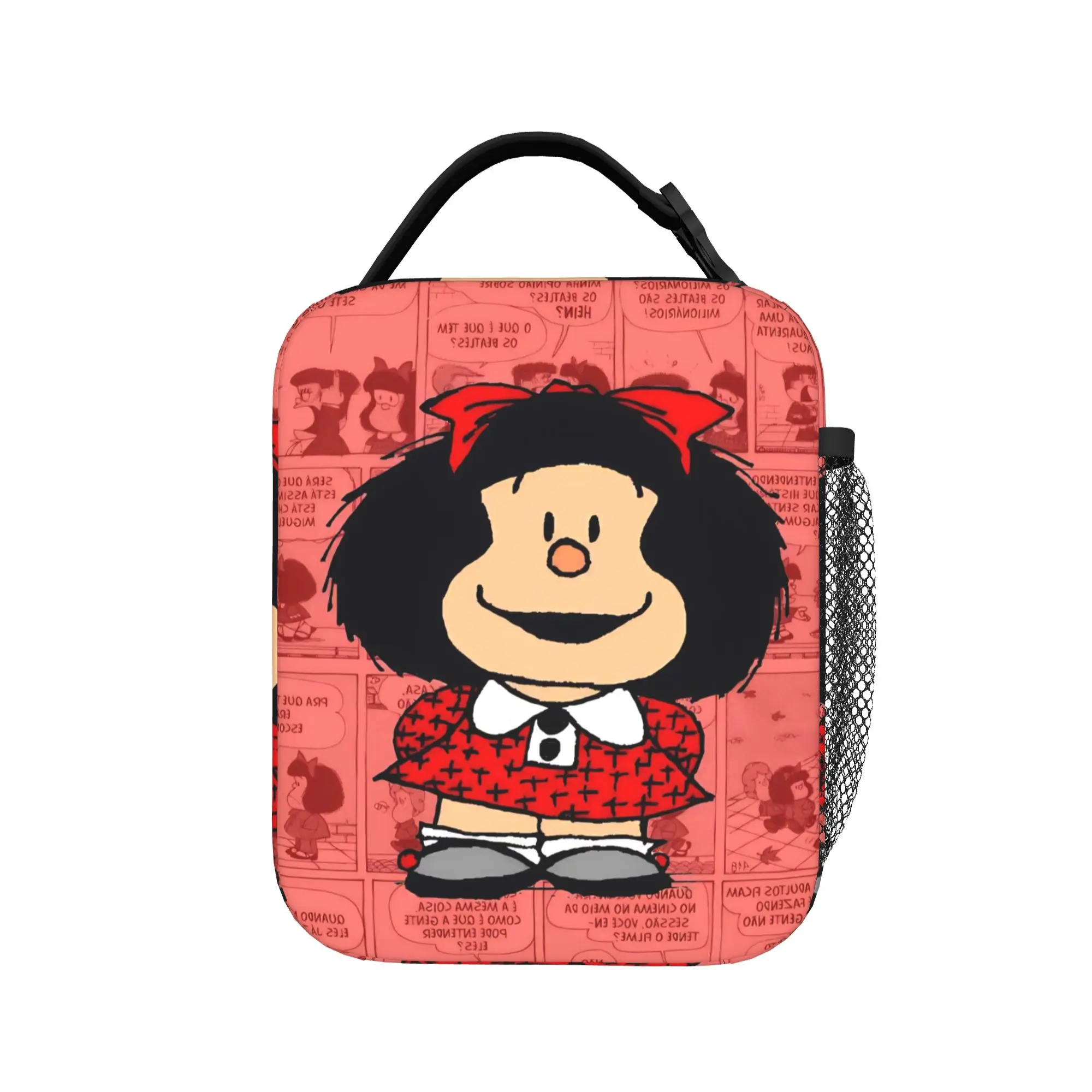 Mafaldas Red Manga Insulated Lunch Bags Cooler Bag Reusable,Lunch Container  Large Tote Lunch Box Food Bag Office  Travel