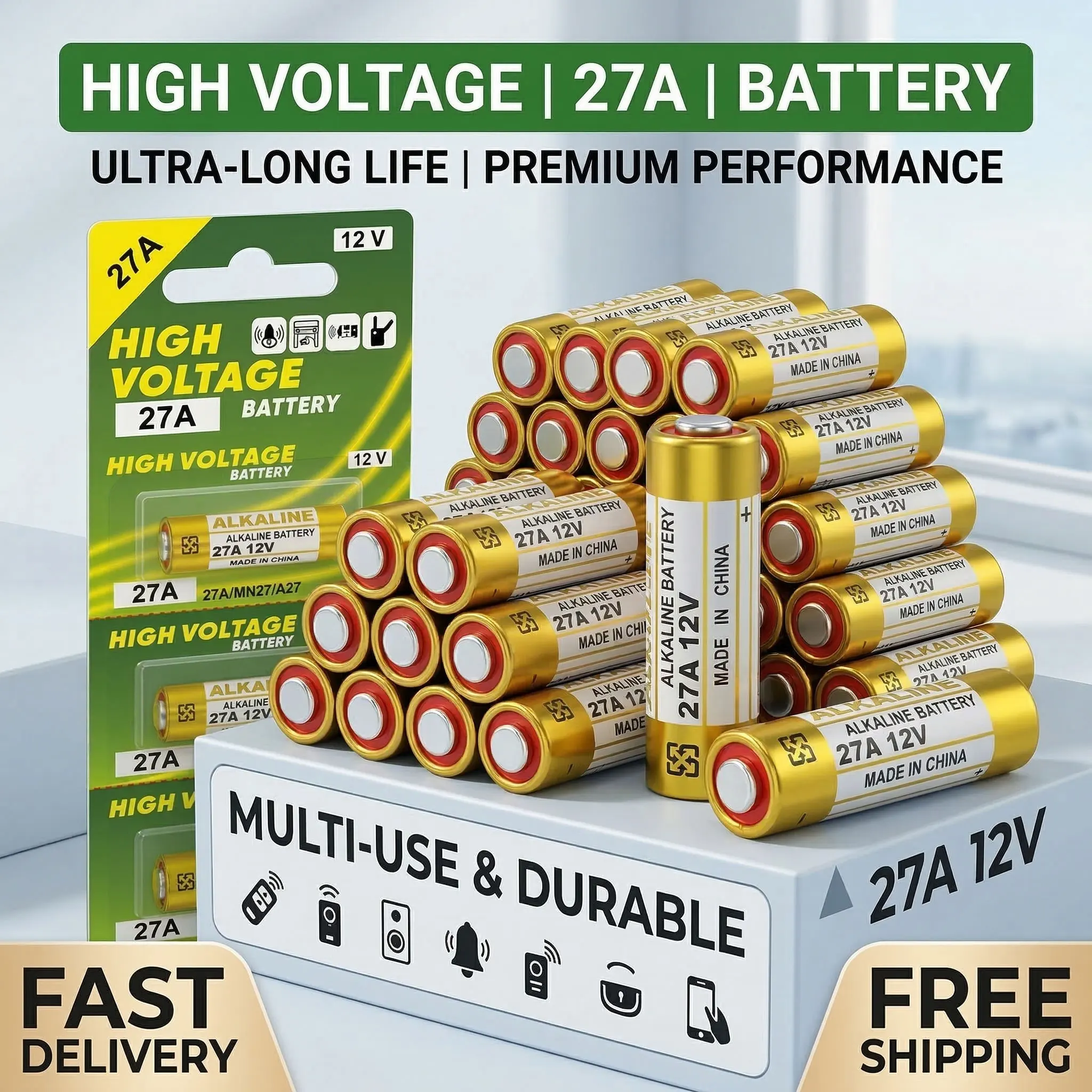 

5Pcs/Lot 27A 12V Alkaline Batteries 2025 New Arrival Stable Power for Remote Control Doorbell
