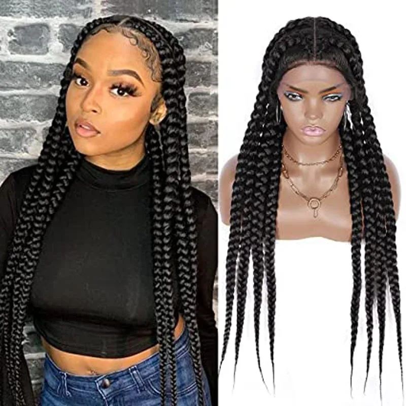 Wig African female synthetic fiber front lace fishbone braid eight-strand braid wig headpiece Braid Lace Wig