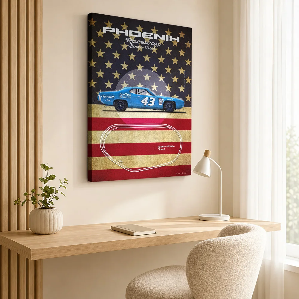 Phoenix Raceway Vintage Racing Canvas Poster Personalized Photo Retro Automotive Wall Paintings Decoration for Garage Man Cave