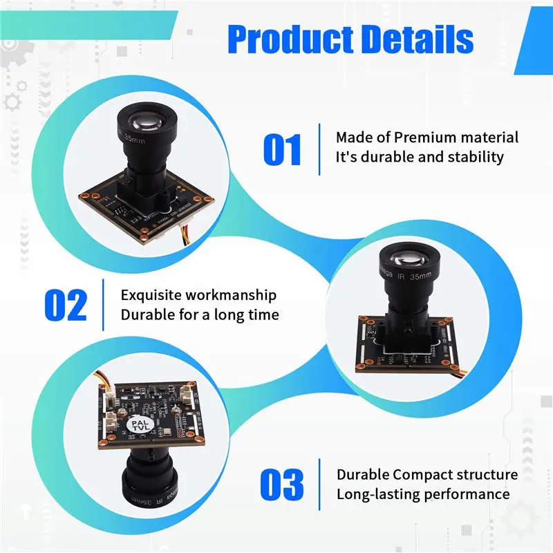 5MP Analog CCTV Camera Module 1200TVL With 35Mm Lens For DIY Microscope, Telescope, Car Camera, Video Doorbell PAL-Y41A