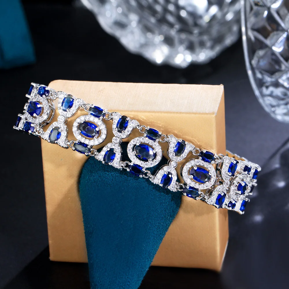 CWWZircons Elegante, glitzernde grüne Zirkon-Kettenarmbänder für Damen, Vintage-Ethno-Hochzeitsschmuck, Großhandel CB335 – Detail 5