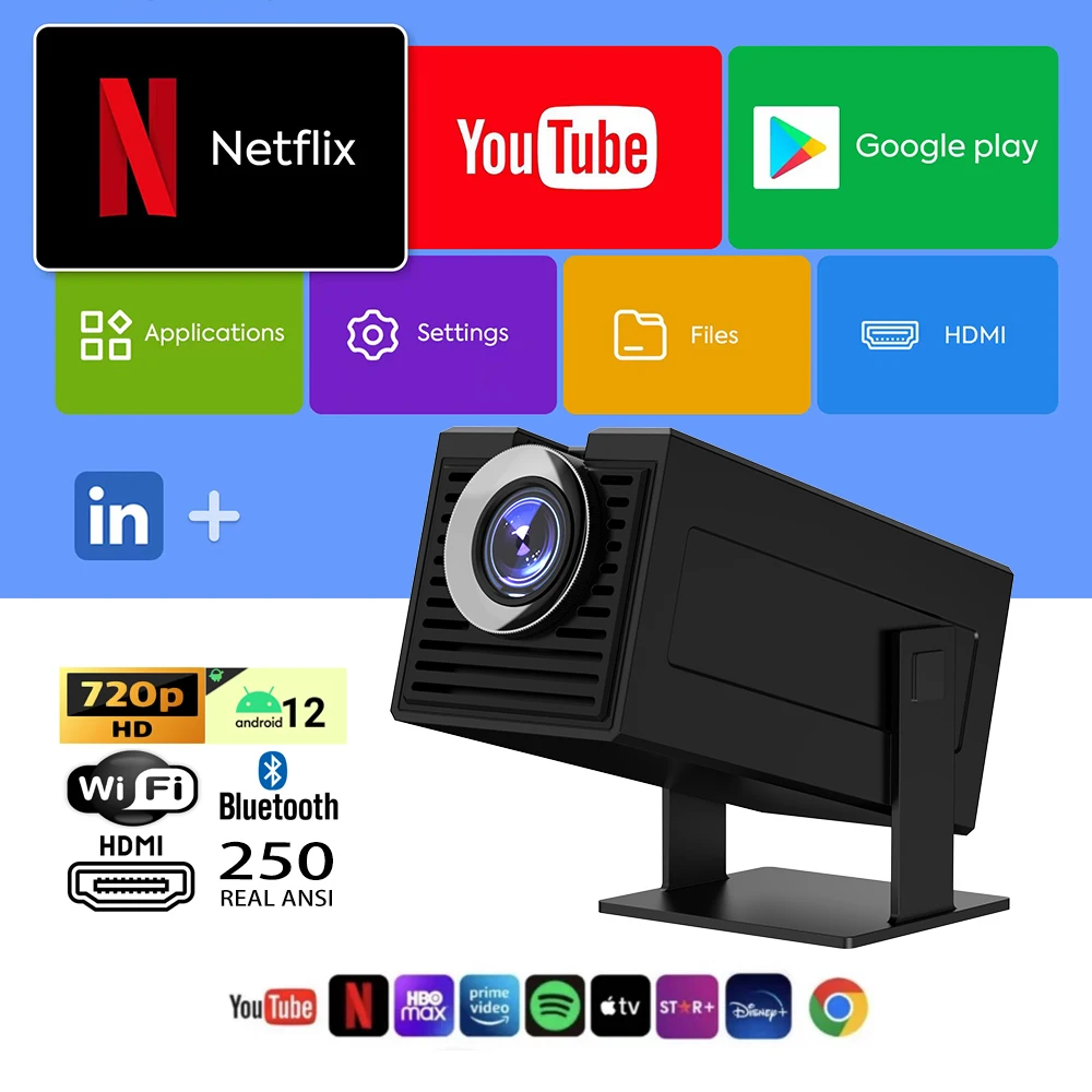 Polaring P50Mini Android Projector H713 Chip 5G Wifi BT 350Ansi Cinema Home Keystone HDMI Proyector 1080P 4K  projectorH713