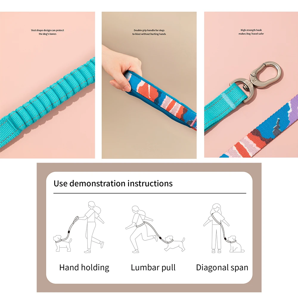 Soft Dog Multifunctional Adjustable Leash Running Hands Free Elastic Reflective Training Pet Bungee Jumping Dog Leash
