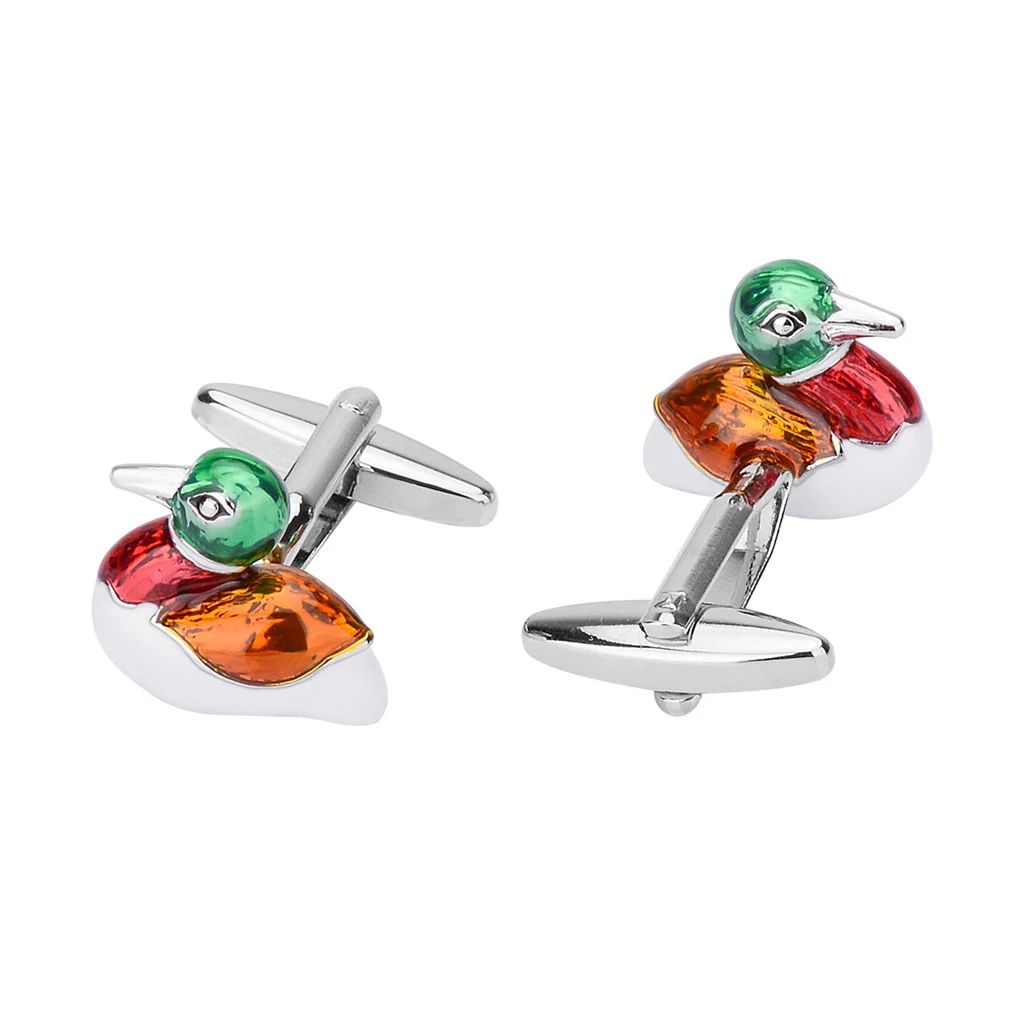 NVT Mandarin Duck Cufflinks for Mens Shirt High Quality Enamel Cuff links Wedding Bridegroom Gift Jewelry Free Engraving Name