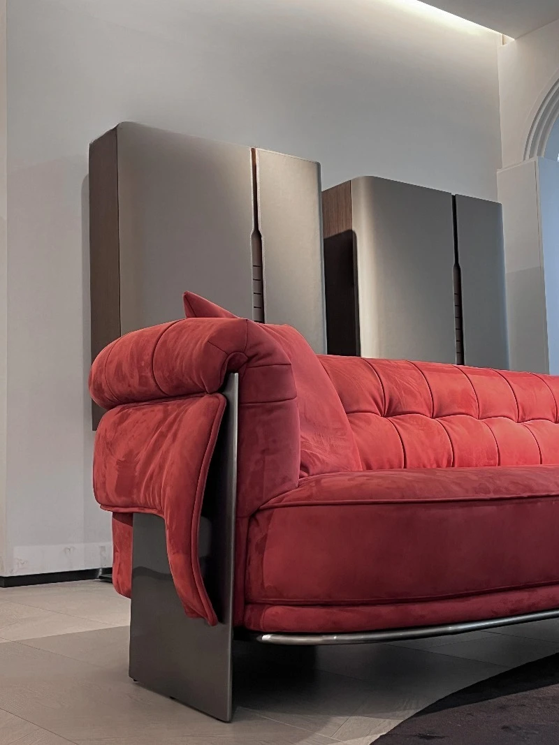 PFZION Home Original Luxury Italian Wave Shape Living Room Combination Sofa Modular Velvet Leather High-end Design