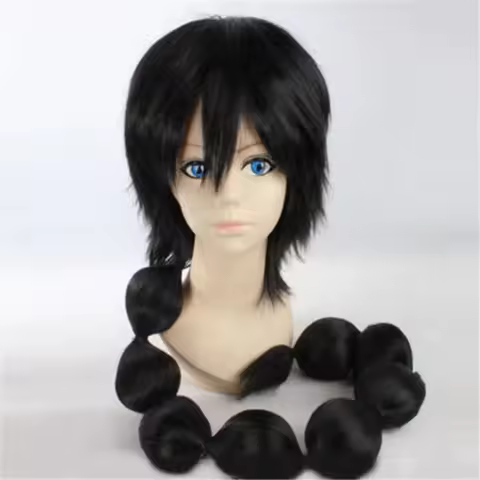 Anime Magi Judal Judaru Cosplay Wig Black Long Cosplay Set Costume Halloween Anime Hair+ Wig Cap