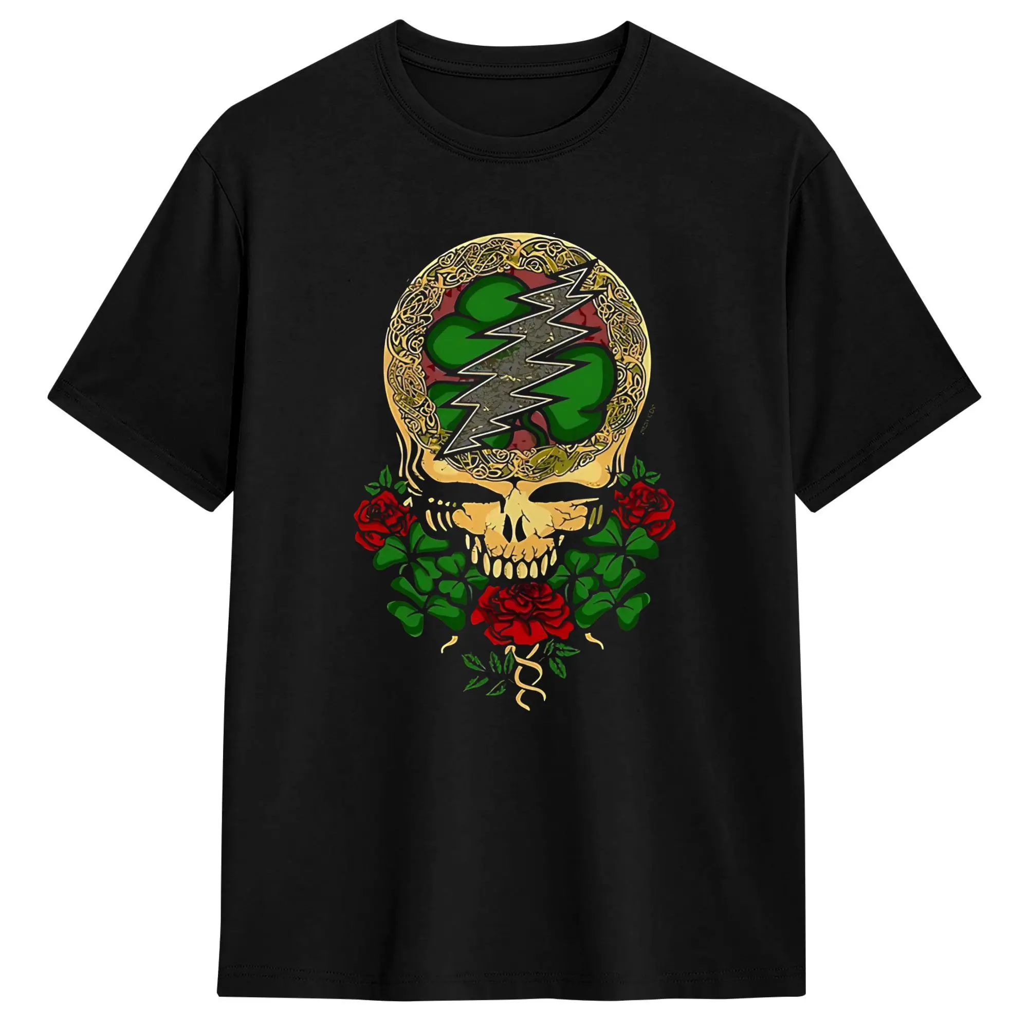 Rock Reel Grateful T Shirt Men's  Cotton Humorous T-Shirts Round Collar  Tees Short Sleeve Tops Birthday Present