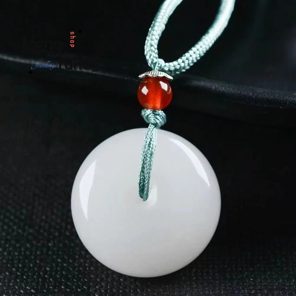 Colgante con hebilla de la paz de Jade de seda dorada, blanco puro Natural, exquisito, elegante, Simple, de alta calidad, joyería de moda para parejas, regalo de vacaciones